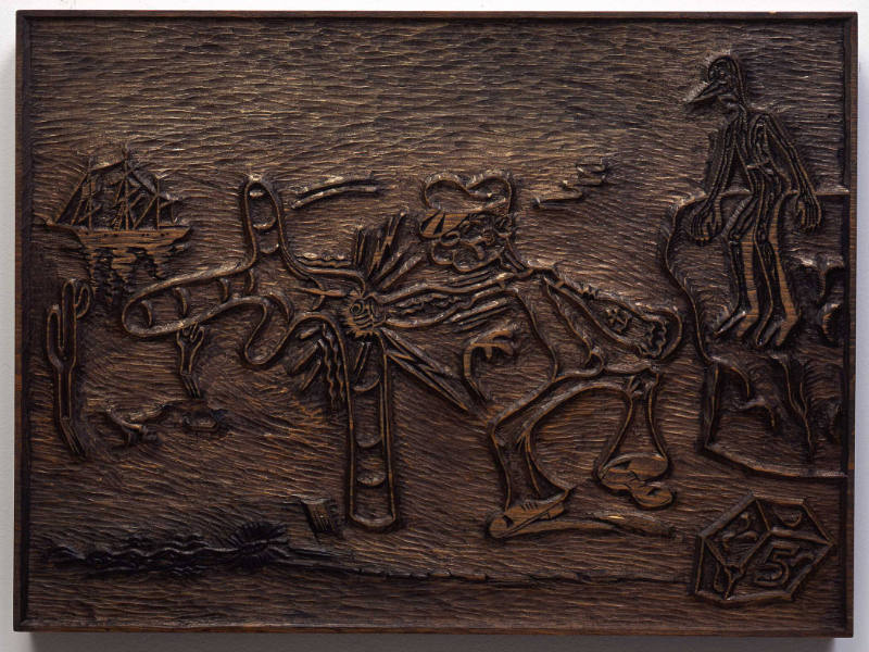Woodblock for The Connecticut Ballroom: Popeye and Pinocchio
