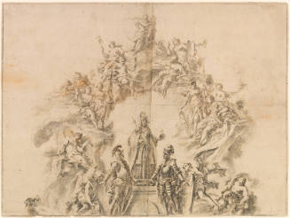 Design for a Diploma (Thesenblatt):  Emperor Leopold in the Robes of the Holy Roman Empire