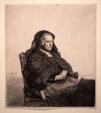 Rembrandt's Mother Seated at a Table, Looking Right