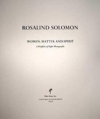 Women: Matter and Spirit - Title Page