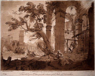 Landscape with Temptation of St. Anthony (after Claude Lorrain)