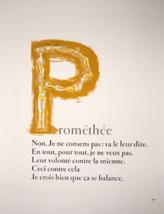 Illustration for Goethe's Prometheus (Text With Ornamental Intial "P" Recto, Text Verso)