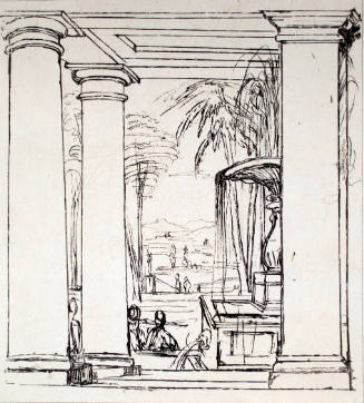 Portico and Fountain, With Landscape Beyond