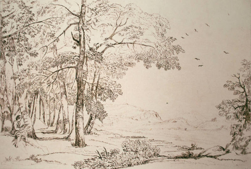 The Skirts of a Wood, With the Artist Sketching at the Left