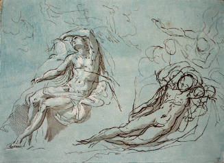 Two Studies of a Reclining Male Figure (after Parmigianino)