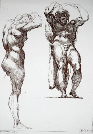 Two Studies of a Male Nude Figure as a Caryatid (after Annibale Carracci)