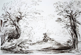 Wooded Landscape With Seated Man (after Guercino)