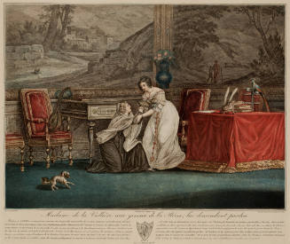 Madame de la Vallière aux genoux de la Reine, lui demandant pardon