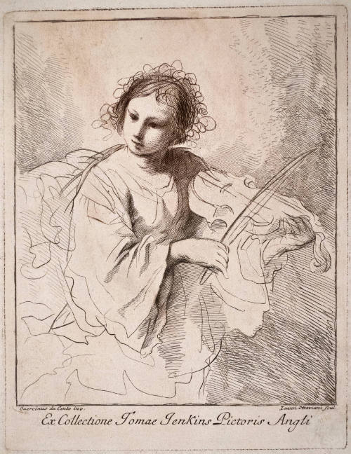 St. Cecilia Playing a Violin (after Guercino)