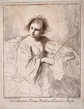 St. Cecilia Playing a Violin (after Guercino)