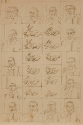 Untitled (14 male portraits and 12 rabbits)