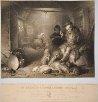 Interior of a Highlanders Cottage (after painting by Edwin Landseer)