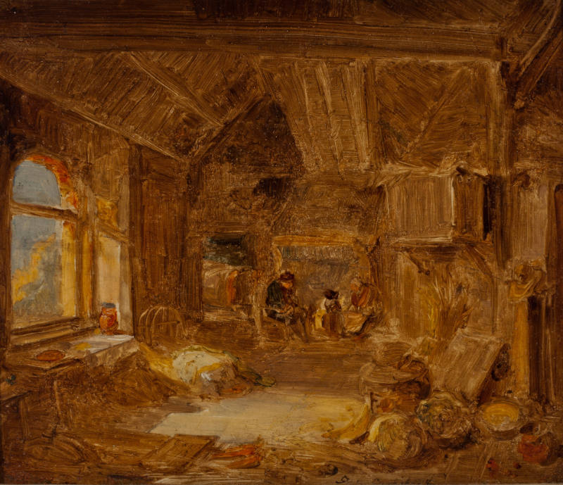 Farm House Interior with Mother and Child