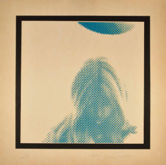 Untitled (Blue, gray, and green squares in shape of bowed female's head)
