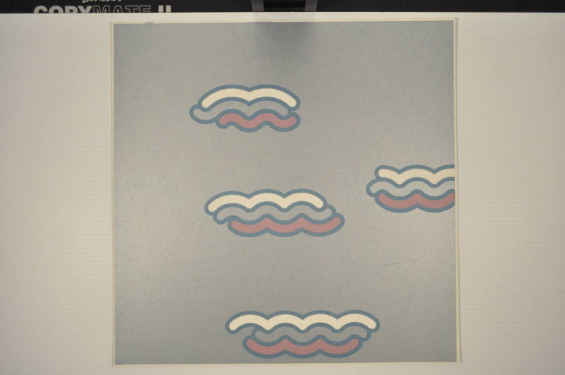 Untitled (Blue, pink, and white clouds on periwinkle)