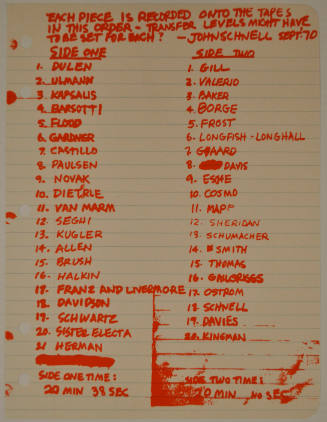 Untitled (list in orange on binder paper)
