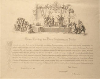 Twelve Illustrations to Goethe's Faust by Peter Cornelius (Bilder zu Goethe's Faust von P. Cornelius): Plate II, Dedication Page (Vorspiel auf dem Theater)
