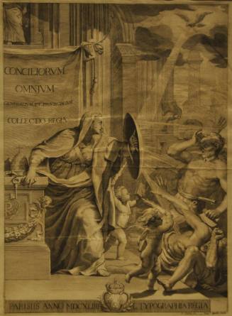 Frontispiece: Conciliorum omnium generalium et provincialium, collectio regia (after Jacque Stella) (recto); Gratia nata Deo culta vestito et a (verso)