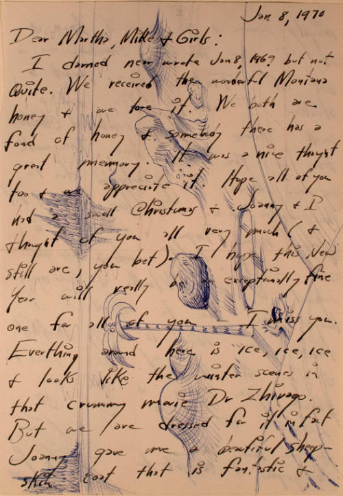 Letter written over sketch