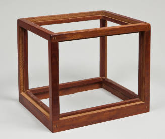 Small open wooden cube box: made by HCW for an unfinished glass and wood object