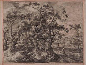 Forest Scene with a Man Devoured by a Lion