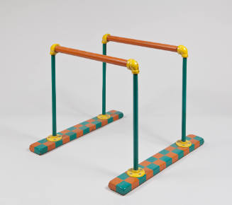 Two painted acrobatic handstands: made by HCW, one dedicated to JBW [in JBW studio]