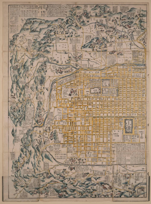 Great Illustrated Map of Kyoto and its Surroundings in a New Edition (増補再版京大繪圖, Zoho Saihan Kyo Oezu)
This part of the map is Kitayama yori Minami-Sanjo made (From Kitayama to south of Sanjo)
