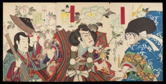 Benkei and Yoshitsune; Tomigashi no Saemon (Flowers and Kabuki)