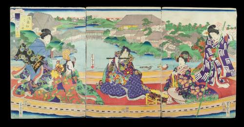 Asazumabune no sankyoku (Playing three instruments on a pleasure boat)