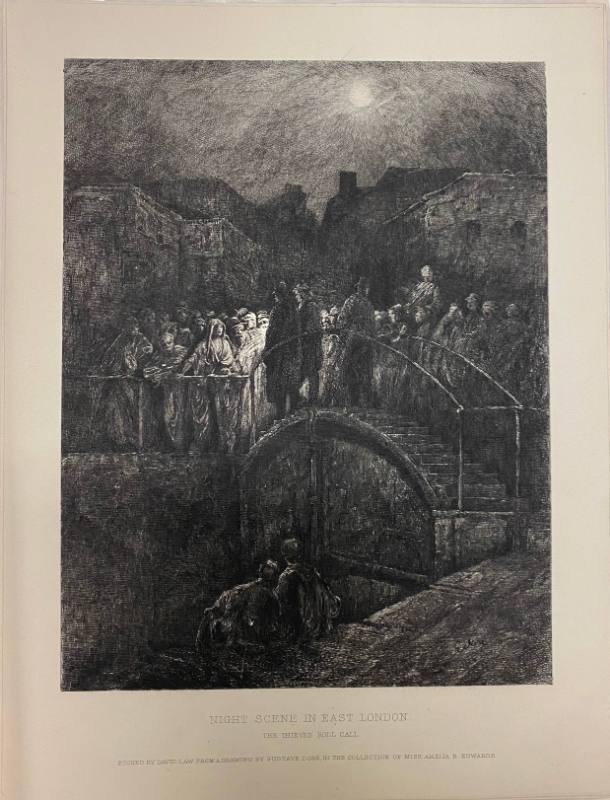 Night Scene in East London-The Thieves Roll Call (after drawing by Gustave Dore)