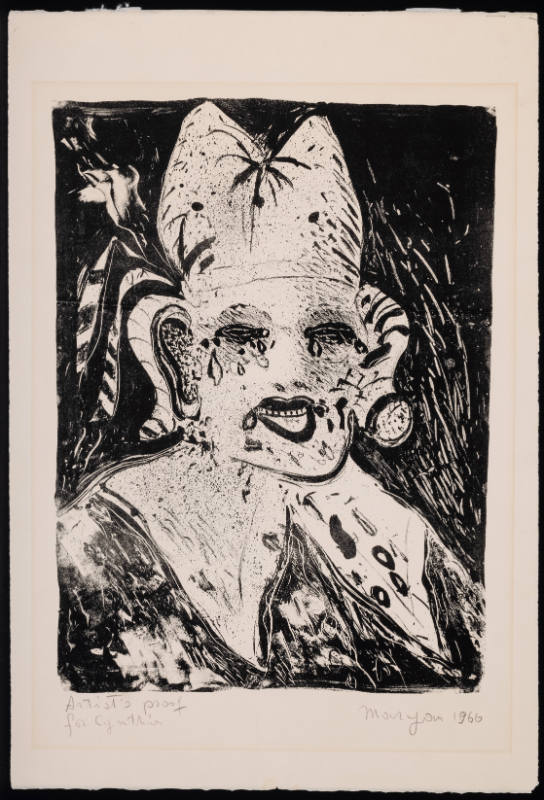 Untitled (figure wearing a bishop's hat, crying)