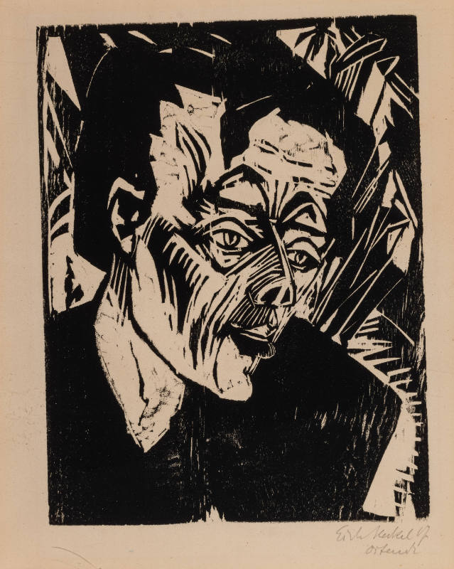 Woodcut portrait of Ernst Kirchner