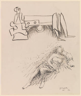Studies for Two Reclining Figures (recto); Two Ideas for Sculpture: Organic Columns (verso)
