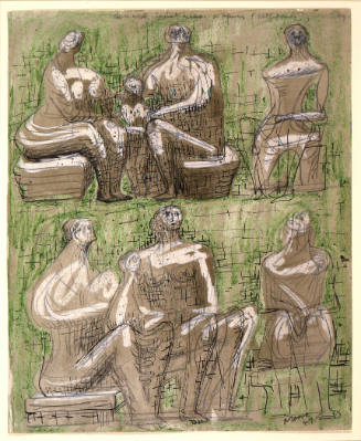 Studies for Family Groups and Two Seated Figures (recto); Notes on Sculpture (verso)