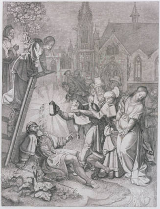 Twelve Illustrations to Goethe's Faust by Peter Cornelius (Bilder zu Goethe's Faust von P. Cornelius): Plate VIII, Valentin's Death (Valentins Tod)