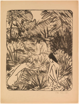Bathers (Badende), also titled Waldsee with Three Bathing and a Seated Girl (Waldsee mit drei badenden und einem sitzenden Mädchen)