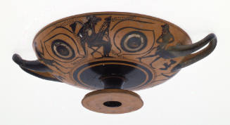 Black-Figure Eye Kylix: Dionysos Seated Between Two Saytrs
