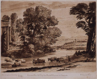 Herdsman Driving Cattle Through a River (after Claude Lorrain)
