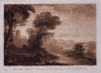 Landscape with a Traveler Resting by a Bridge (after Claude Lorrain)