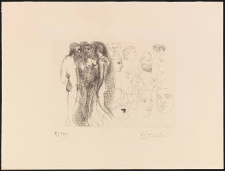 Three Standing Nudes, with Studies of Faces (Trois Nu debout, avec esquisses de visages)