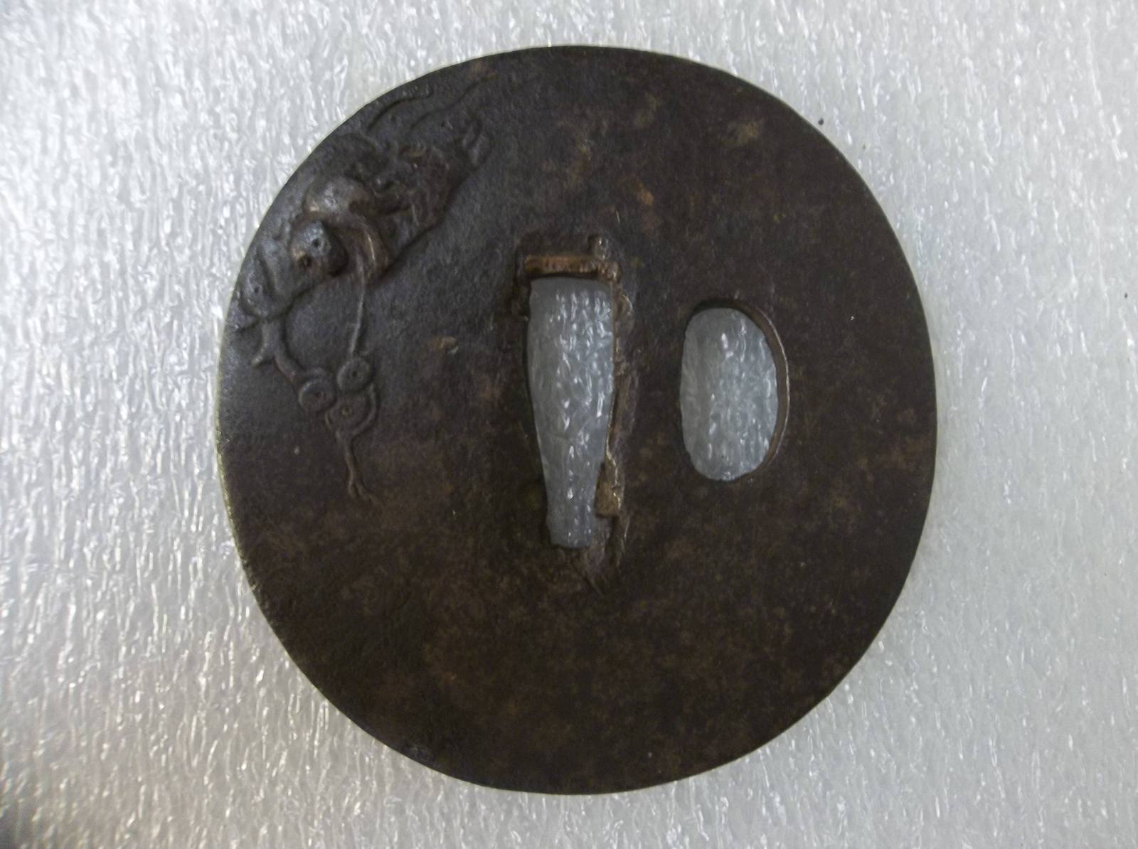 Tsuba (Relief on Monkey in Tree)