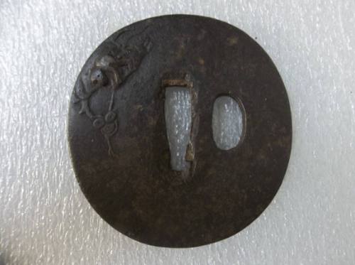 Tsuba (Relief on Monkey in Tree)