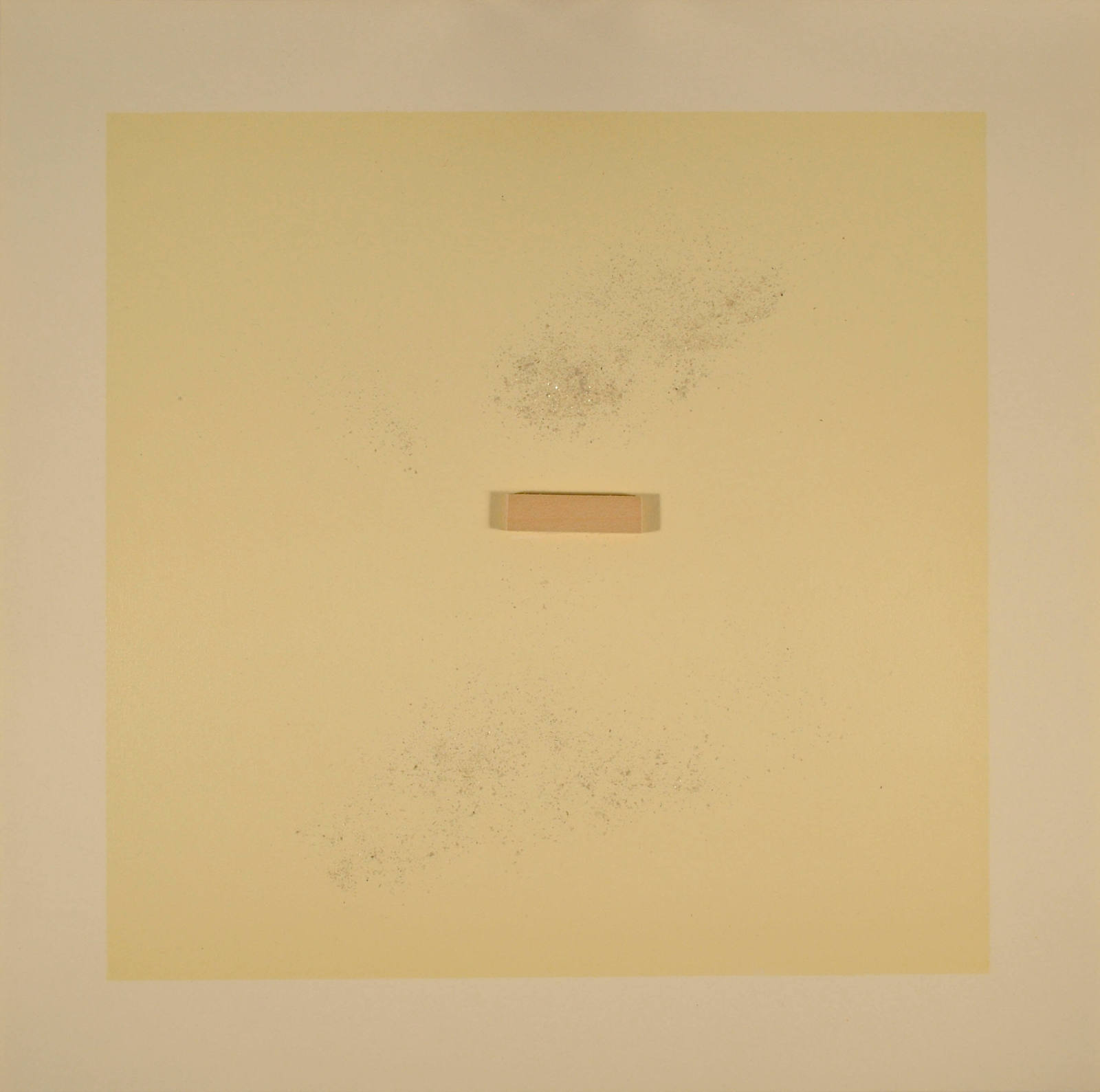 Untitled (Wooden rectangle and glitter on paper)