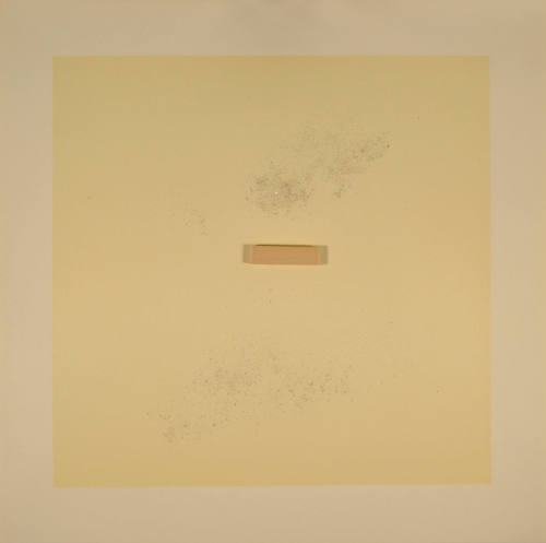 Untitled (Wooden rectangle and glitter on paper)