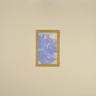 Untitled (Blue angel behind boy, with gold border)