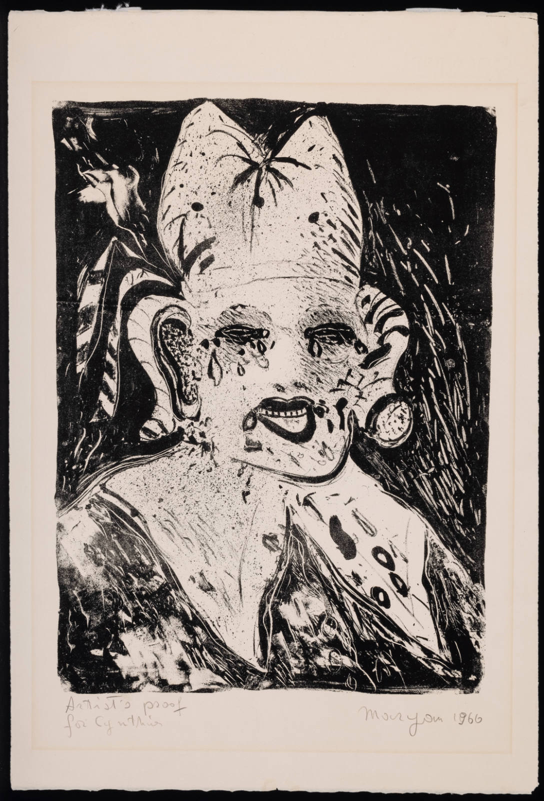 Untitled (figure wearing a bishop's hat, crying)