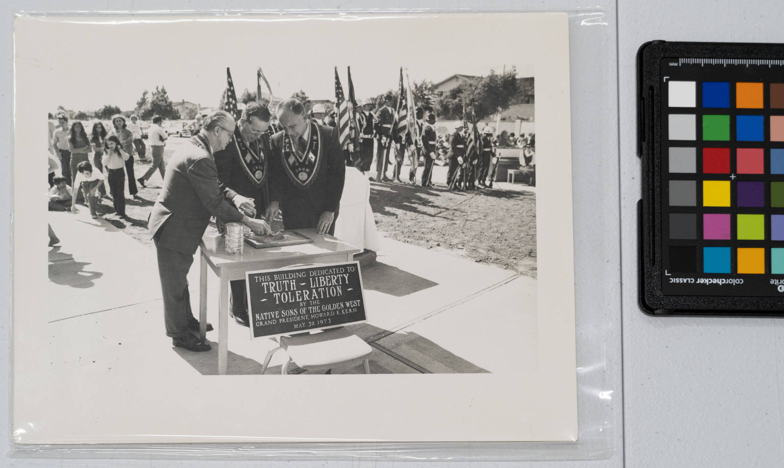 Native Sons of the Golden West, Grand President Howard E. Kern. The chief objects are "To perpetuate in the minds of all native Californians the memories of the days of '49 to encourage a lively interest in all matters and measures relating to the promotion of the national interests and to the upbuilding of the State of California." Tri-Valley Area, Northern California