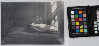 Study of bed in wood panelled room, Nevada City