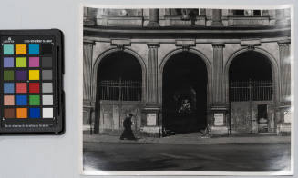 Street view of three arched façade, Paris