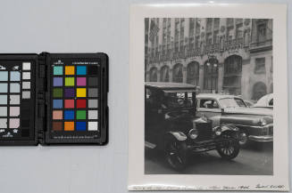 Street scene with car and taxi, New York